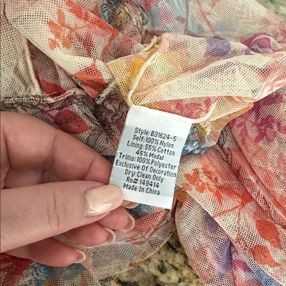 Johnny Was Biya Boho Mazzy Tie Multicolor Embroidered Long Dress Size L - Picture 8 of 11